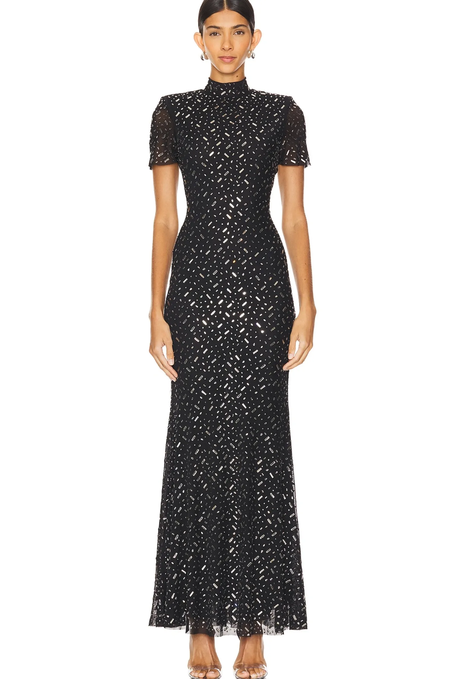 Women self-portrait Dresses>Square Rhinestone Maxi Dress