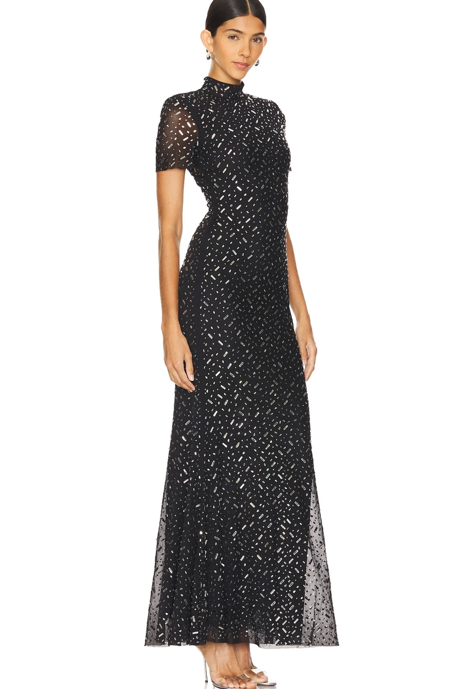 Women self-portrait Dresses>Square Rhinestone Maxi Dress