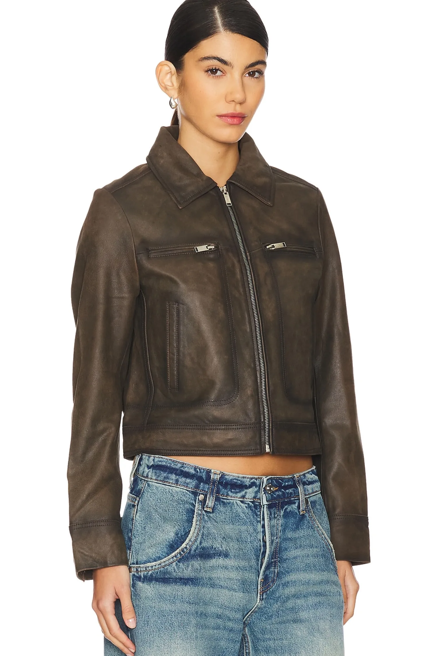 Women Ena Pelly Jackets & Coats>Stevie Worn Leather Jacket
