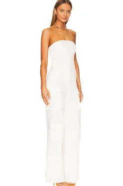 Women SELMACILEK Jumpsuits>Strapless Pocket Detailed Canvas Jumpsuit