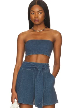 Women Susana Monaco Matching Sets>Stretch Denim Micro Tube Top
