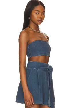 Women Susana Monaco Matching Sets>Stretch Denim Micro Tube Top