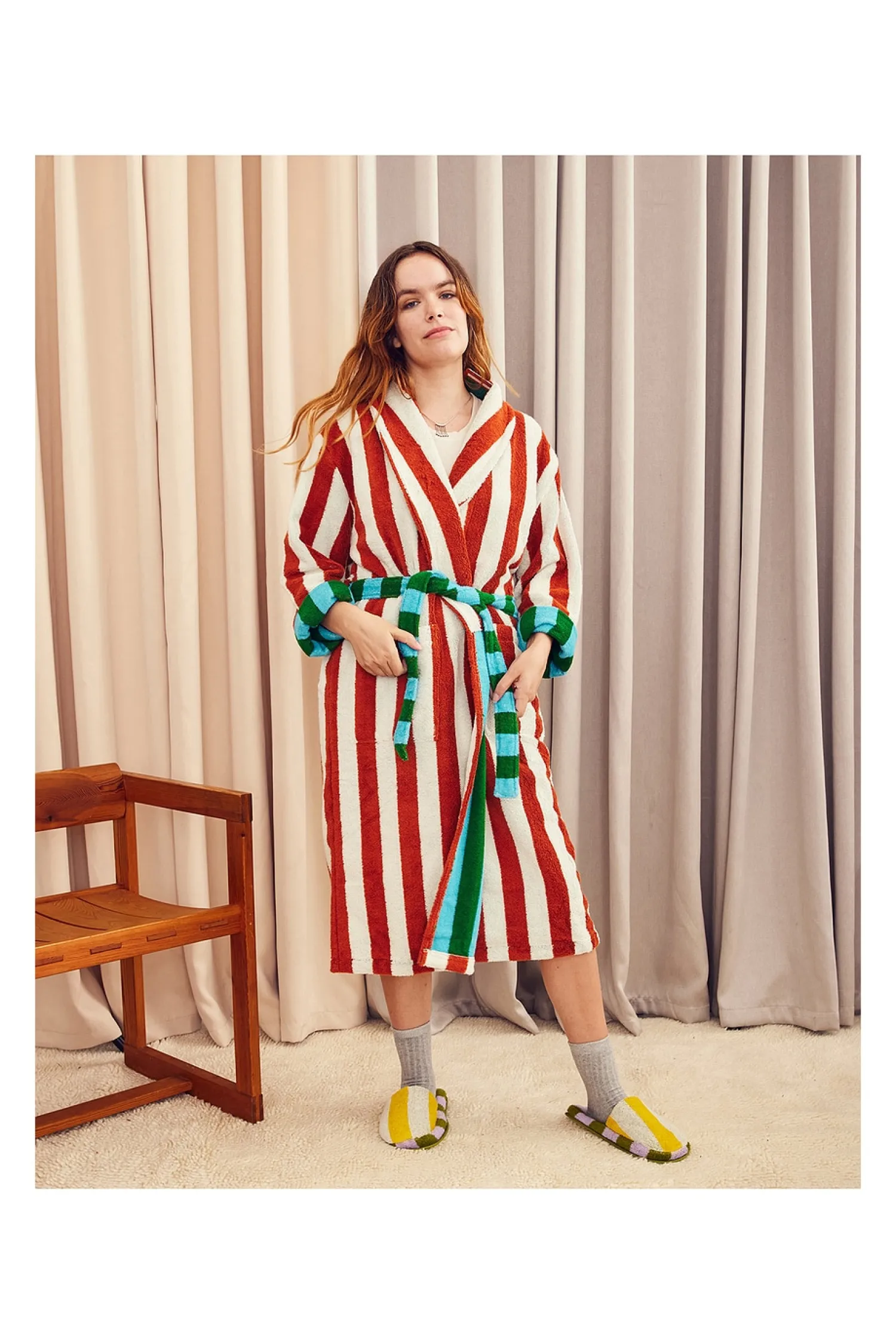 Women Dusen Dusen Lingerie & Sleepwear>Stripe Bathrobe