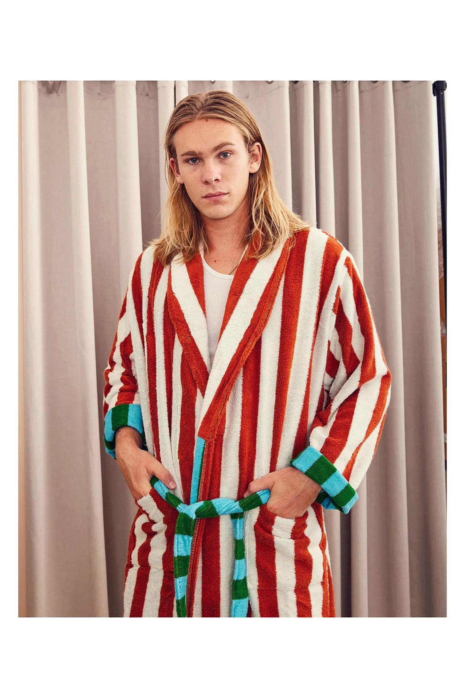 Women Dusen Dusen Lingerie & Sleepwear>Stripe Bathrobe