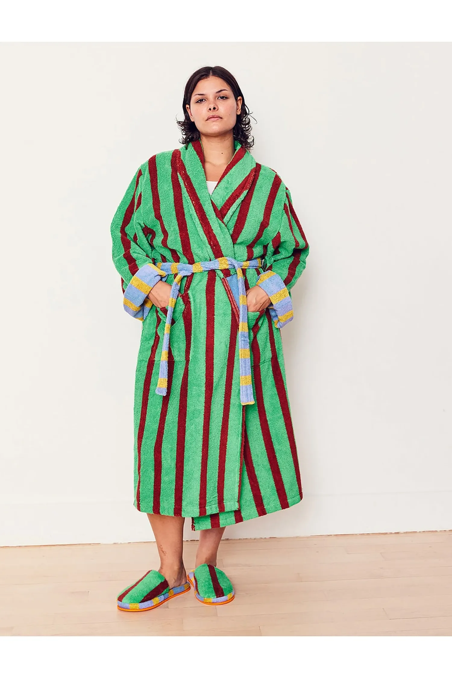Women Dusen Dusen Lingerie & Sleepwear>Stripe Bathrobe