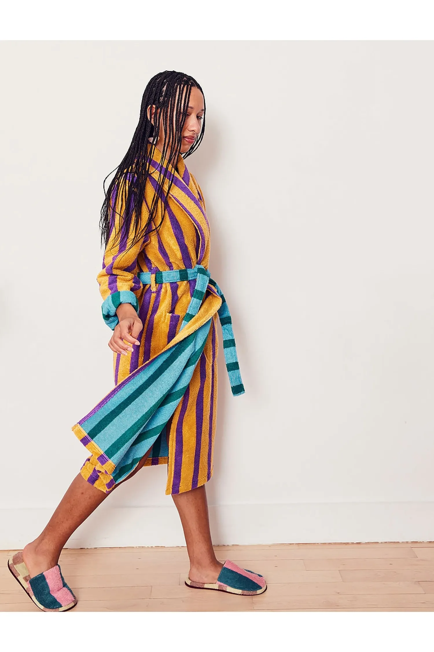 Women Dusen Dusen Lingerie & Sleepwear>Stripe Bathrobe