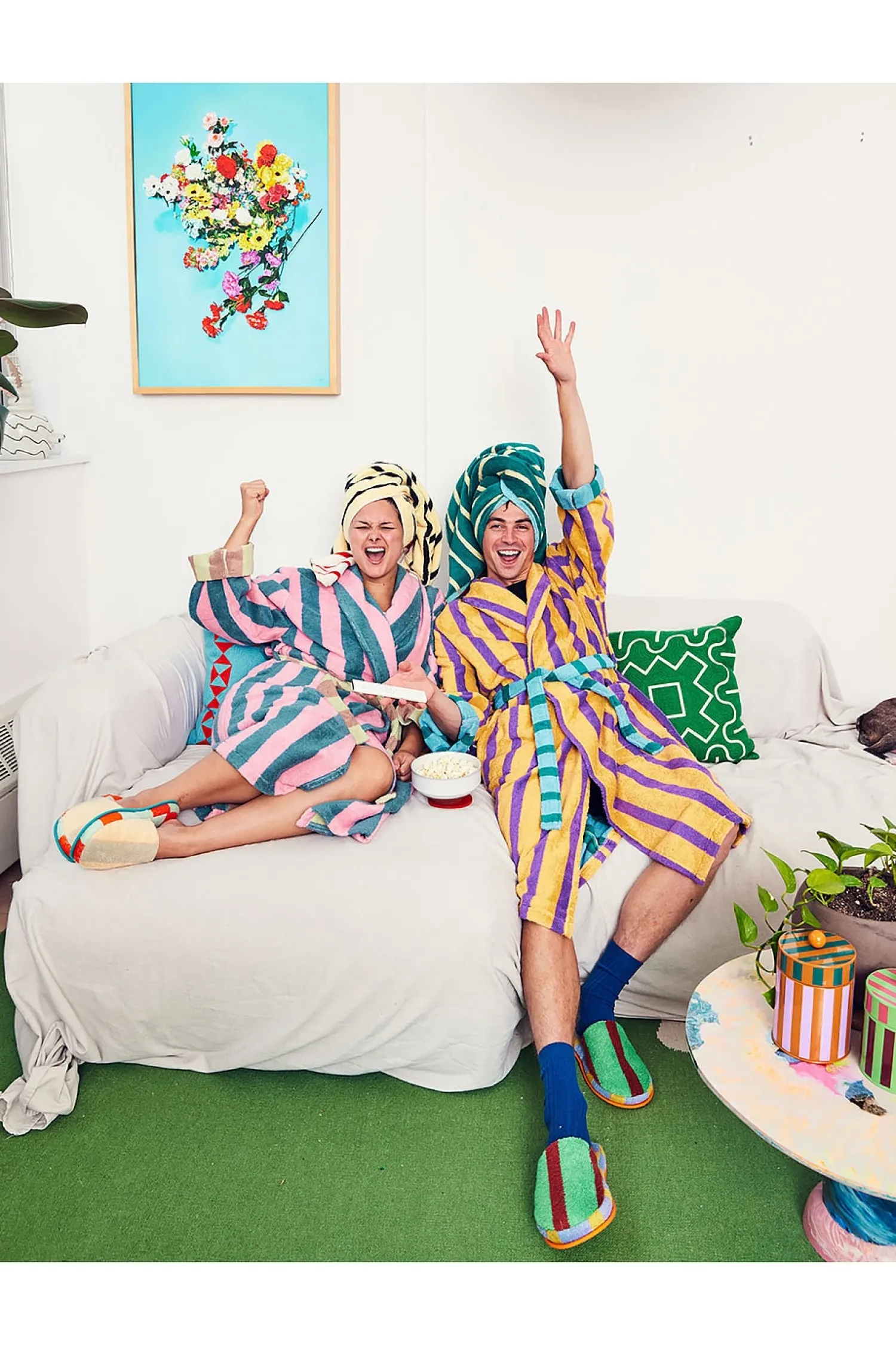 Women Dusen Dusen Lingerie & Sleepwear>Stripe Bathrobe