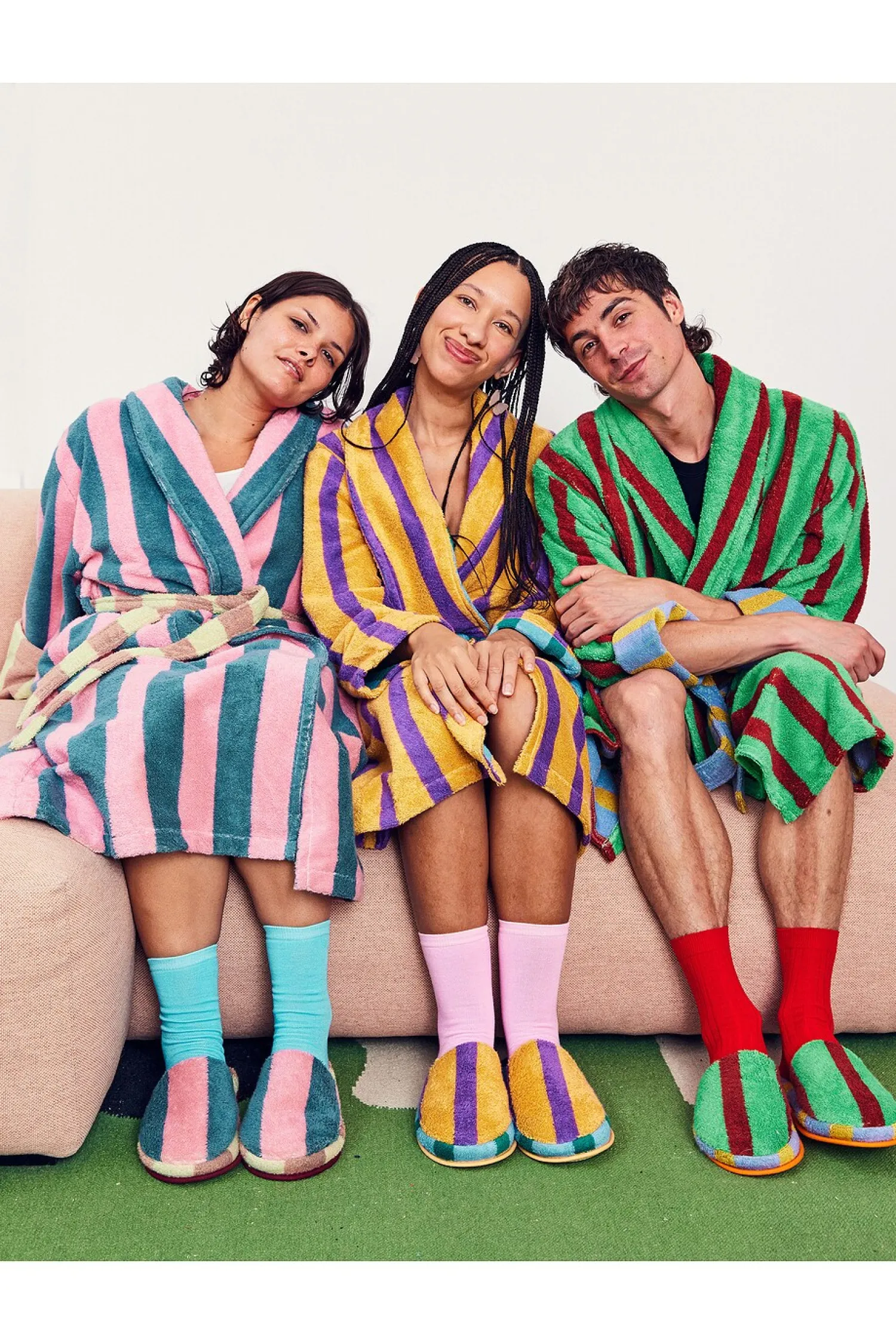 Women Dusen Dusen Lingerie & Sleepwear>Stripe Bathrobe