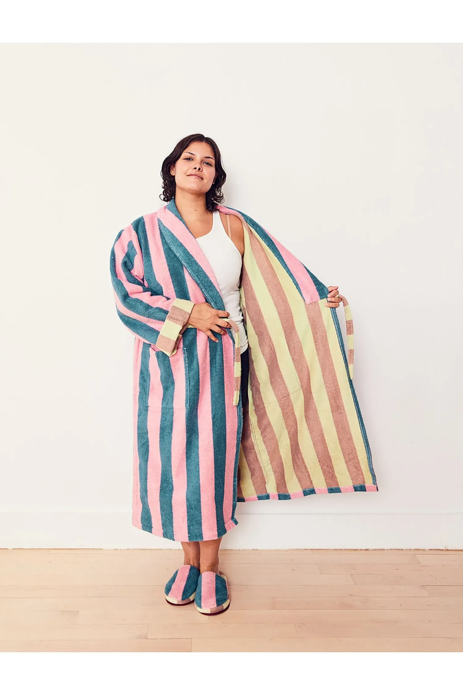 Women Dusen Dusen Lingerie & Sleepwear>Stripe Bathrobe