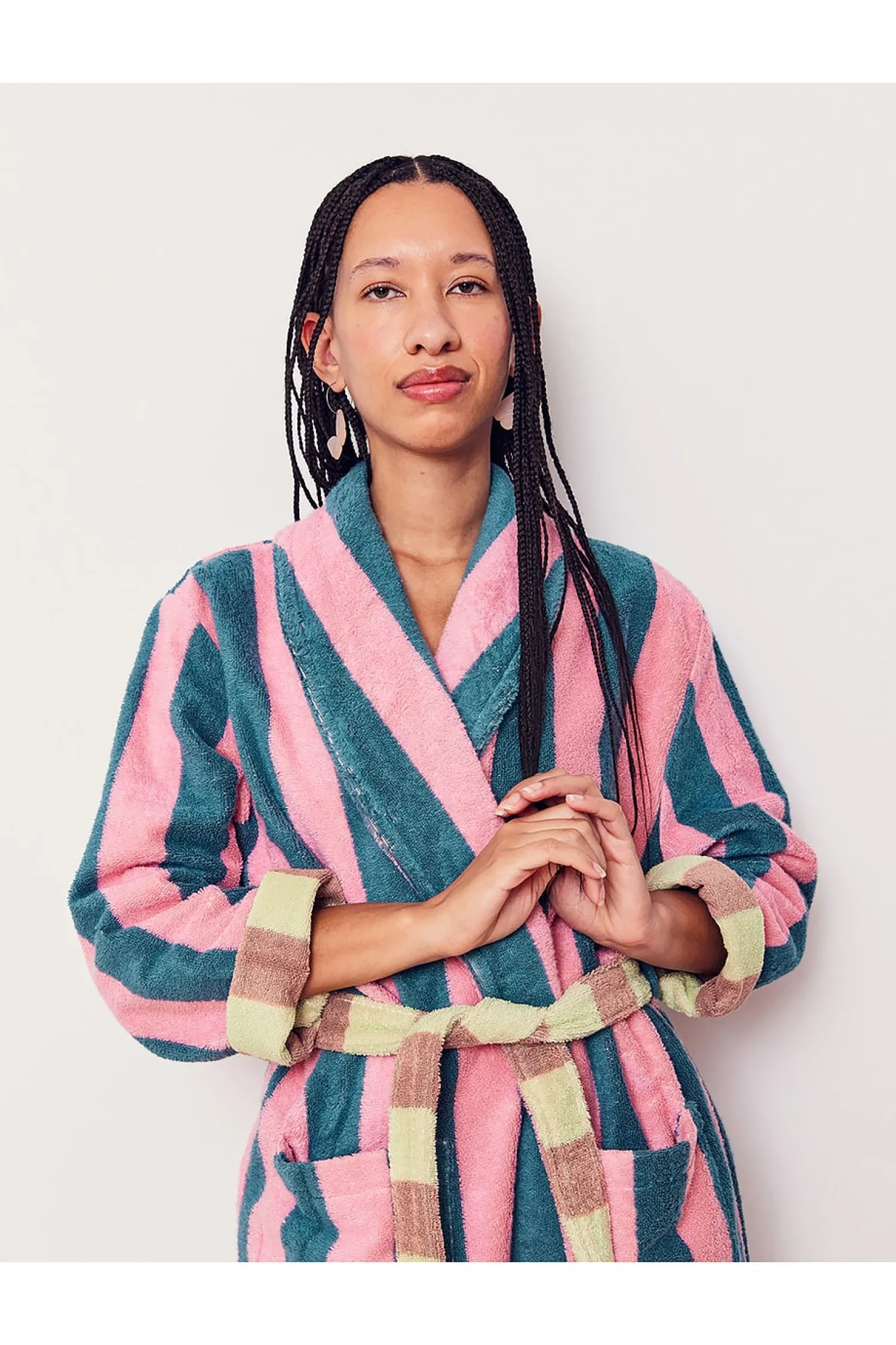 Women Dusen Dusen Lingerie & Sleepwear>Stripe Bathrobe