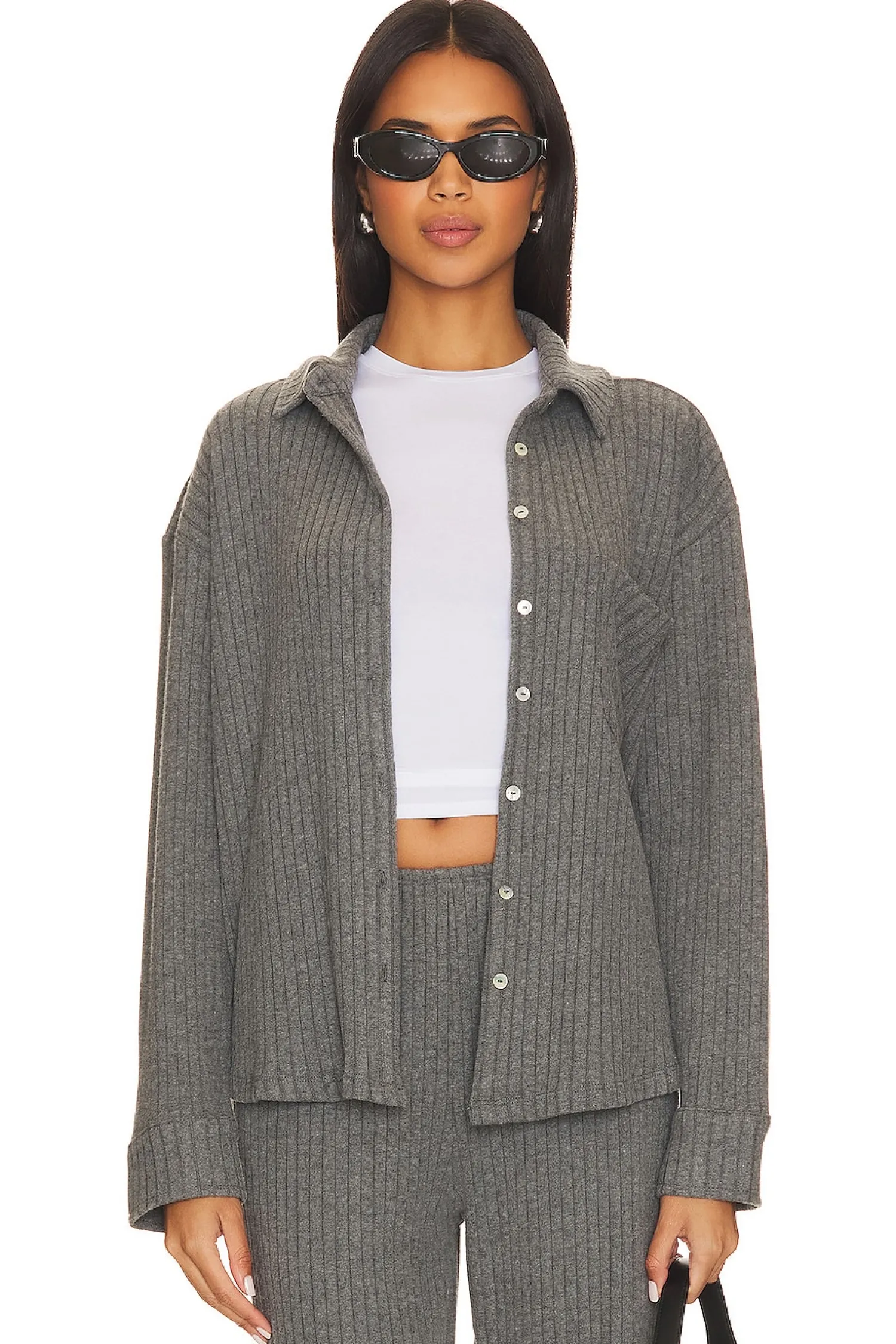 Women DONNI. Matching Sets>Sweater Rib Shirt