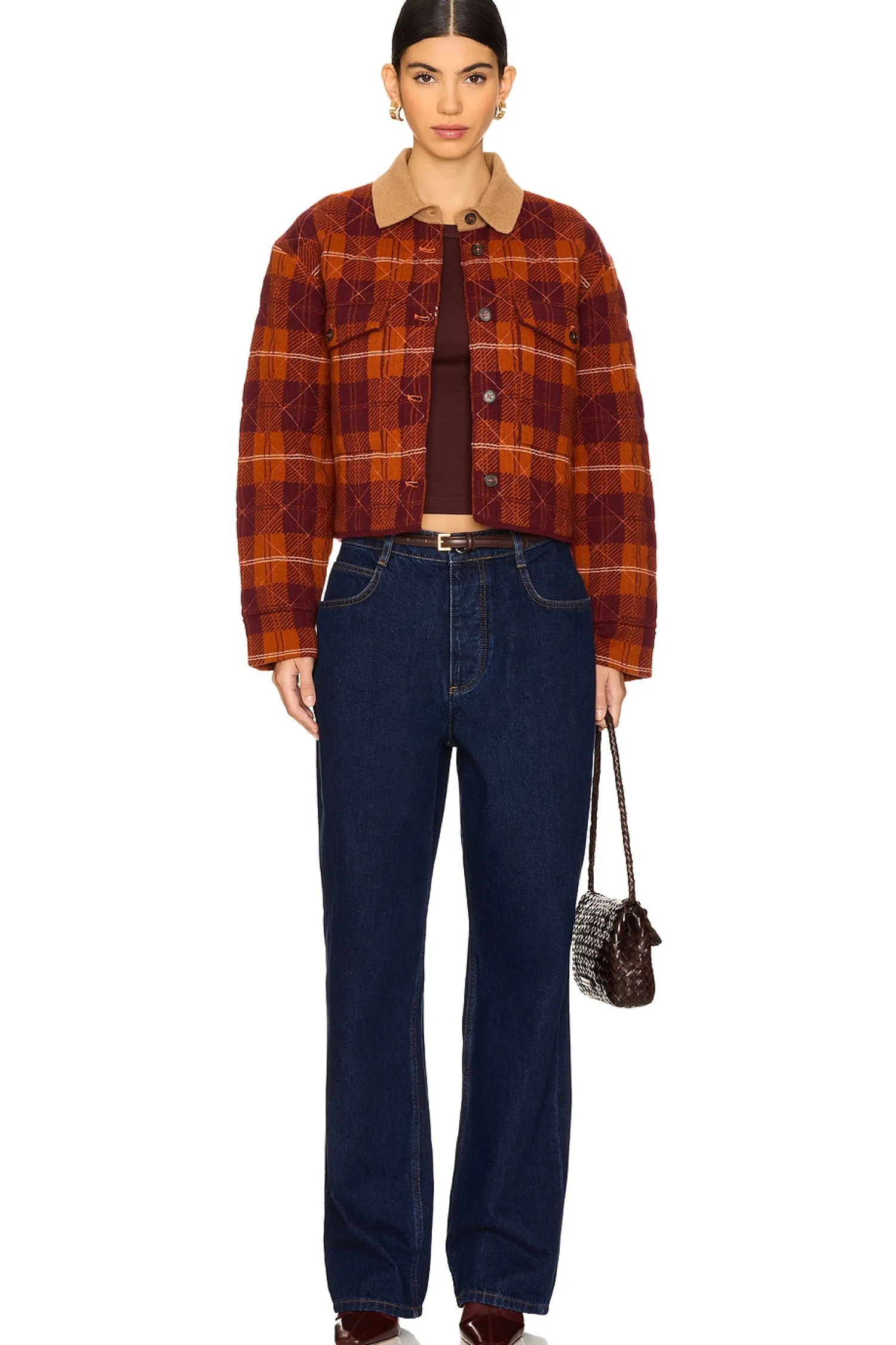 Women Guest In Residence Jackets & Coats>Tartan Cropped Cashmere Jacket