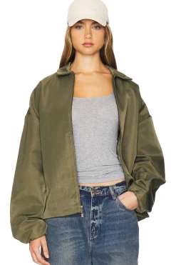 Women Fear of God ESSENTIALS Jackets & Coats>Textured Nylon Trucker Jacket