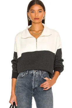 Women The Great Loungewear>The Colorblock Fleece Half-Zip Pullover