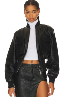 Women GRLFRND Jackets & Coats>The Cropped Leather Bomber