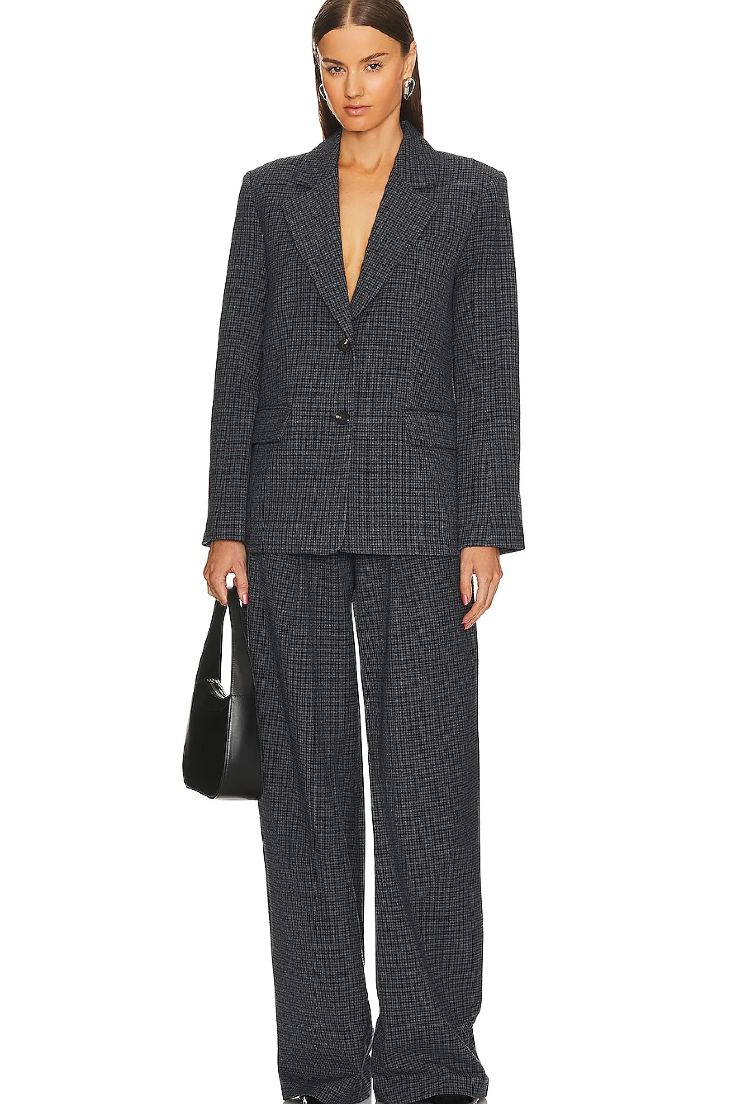 Women L'Academie Pants>The High Waist Pleated Plaid Trouser