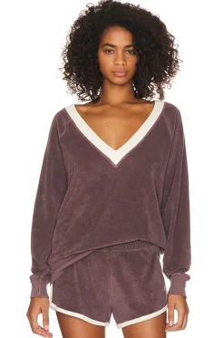 Women The Great Loungewear>The Microterry V-Neck Sweatshirt