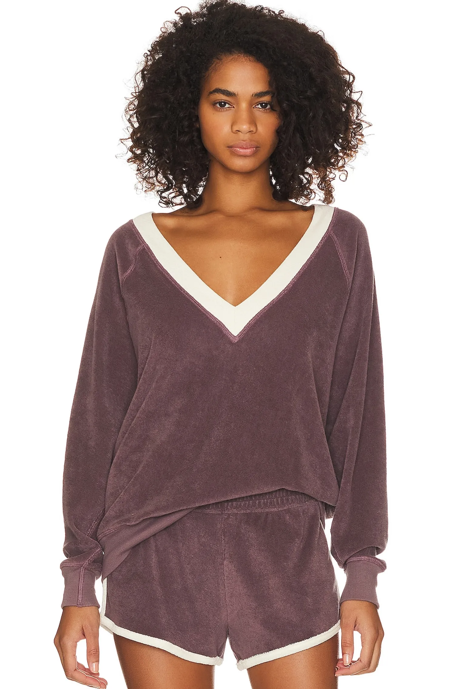 Women The Great Loungewear>The Microterry V-Neck Sweatshirt