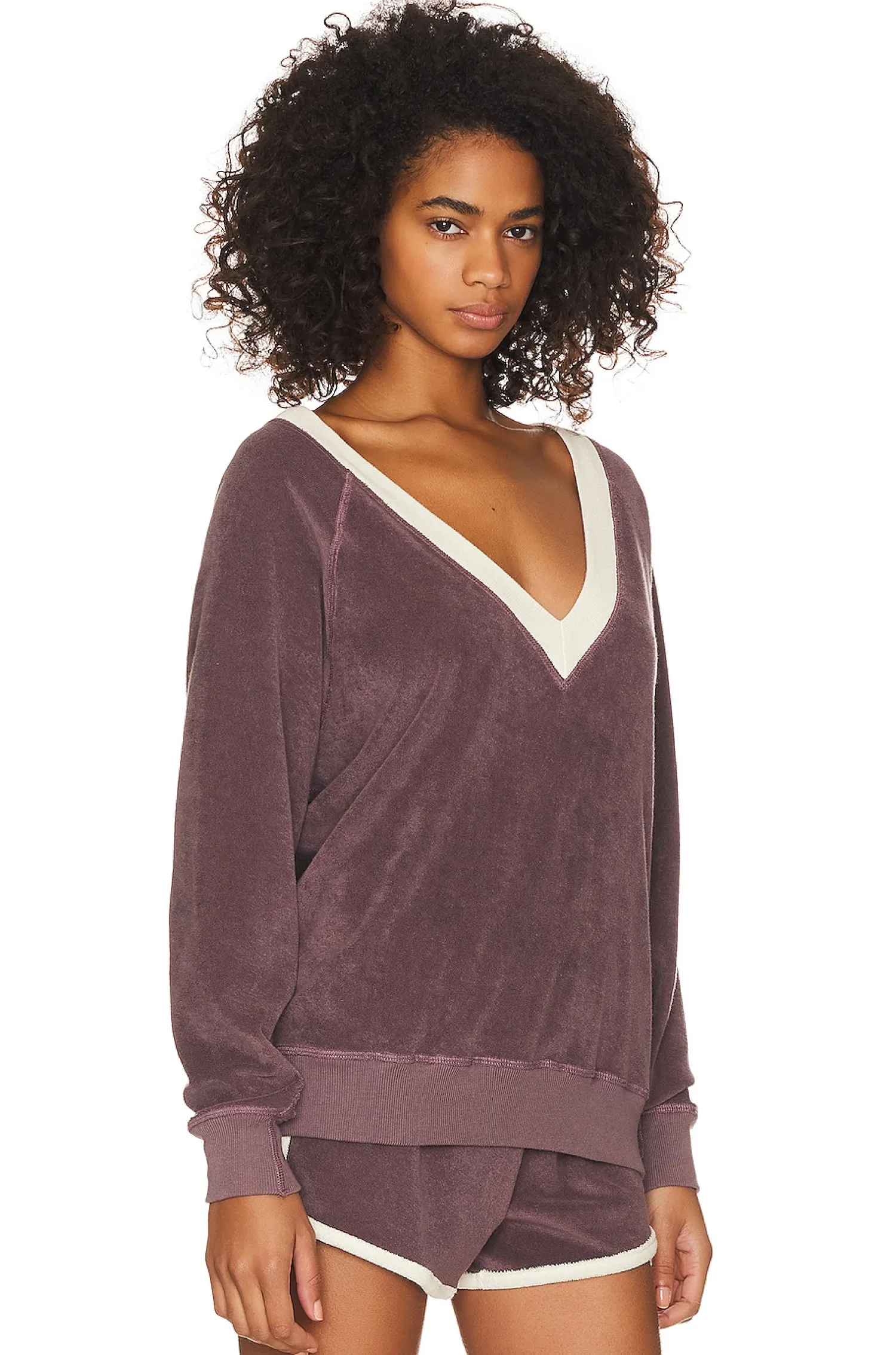 Women The Great Loungewear>The Microterry V-Neck Sweatshirt