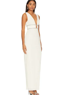 Women BCBGMAXAZRIA Dresses>V Neck Pleated Gown
