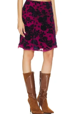 Women GUIZIO Matching Sets>Velvet Burnout Low Rise Midi Skirt