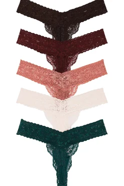 Women Privacy Please Lingerie & Sleepwear>Violet Lace Thong 5 Pack