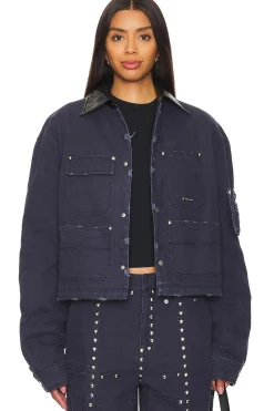 Women PRIVATE POLICY Jackets & Coats>Washed Cotton Quilted Cropped Jacket