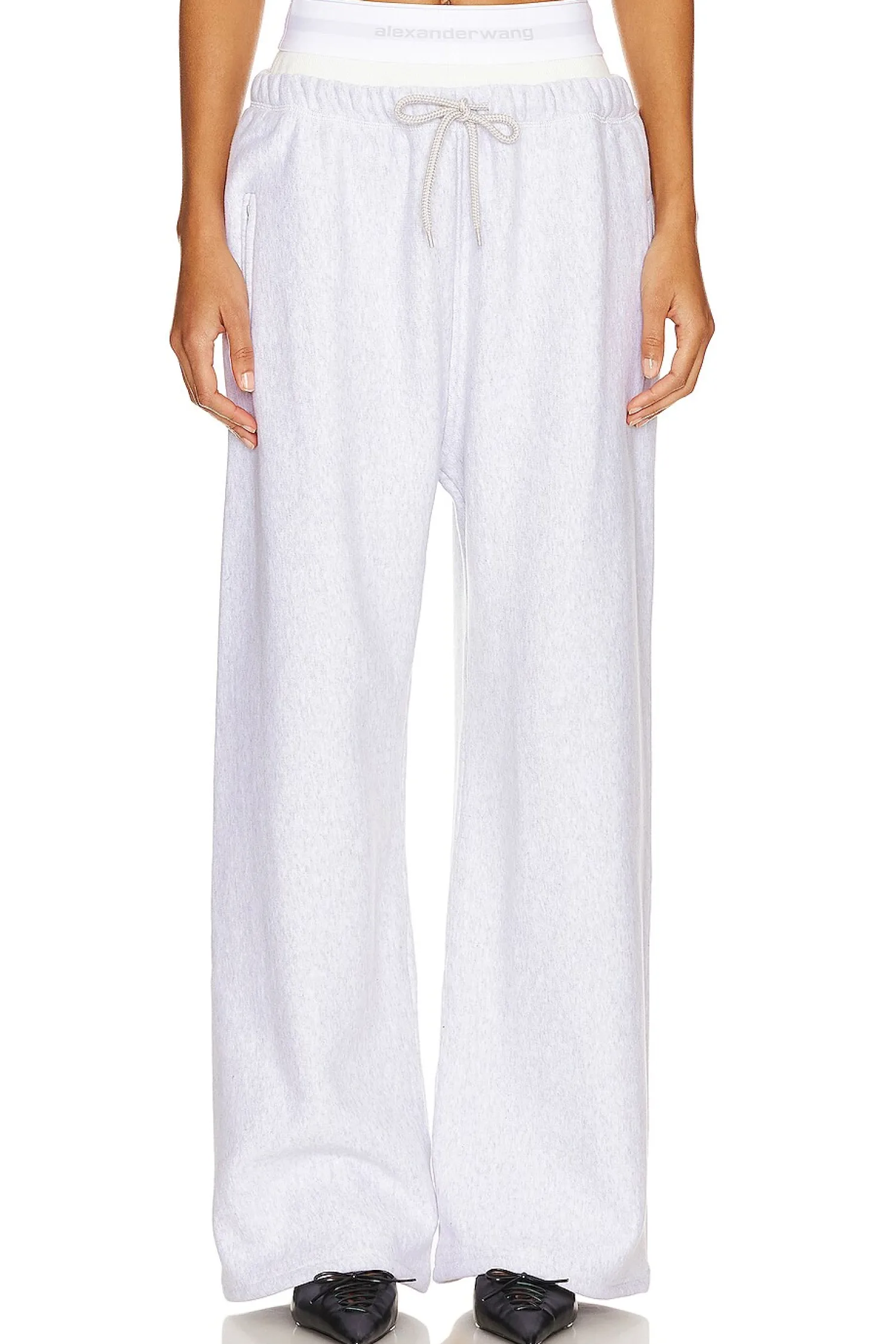 Women Alexander Wang Pants|Loungewear>Wide Leg Sweatpant With Exposed Brief