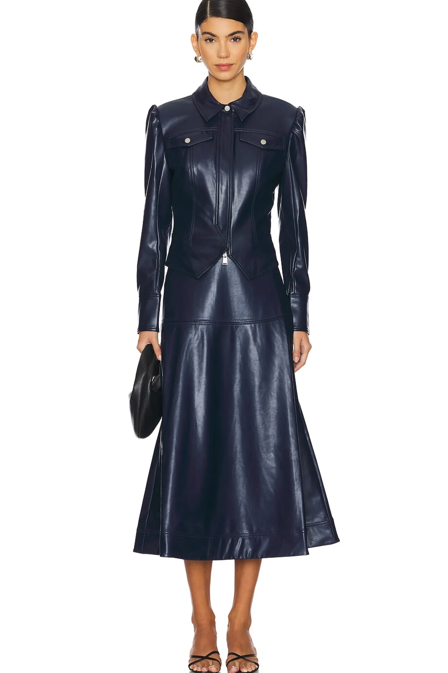 Women SIMKHAI Jackets & Coats>Wyatt Vegan Leather Zip Up Jacket