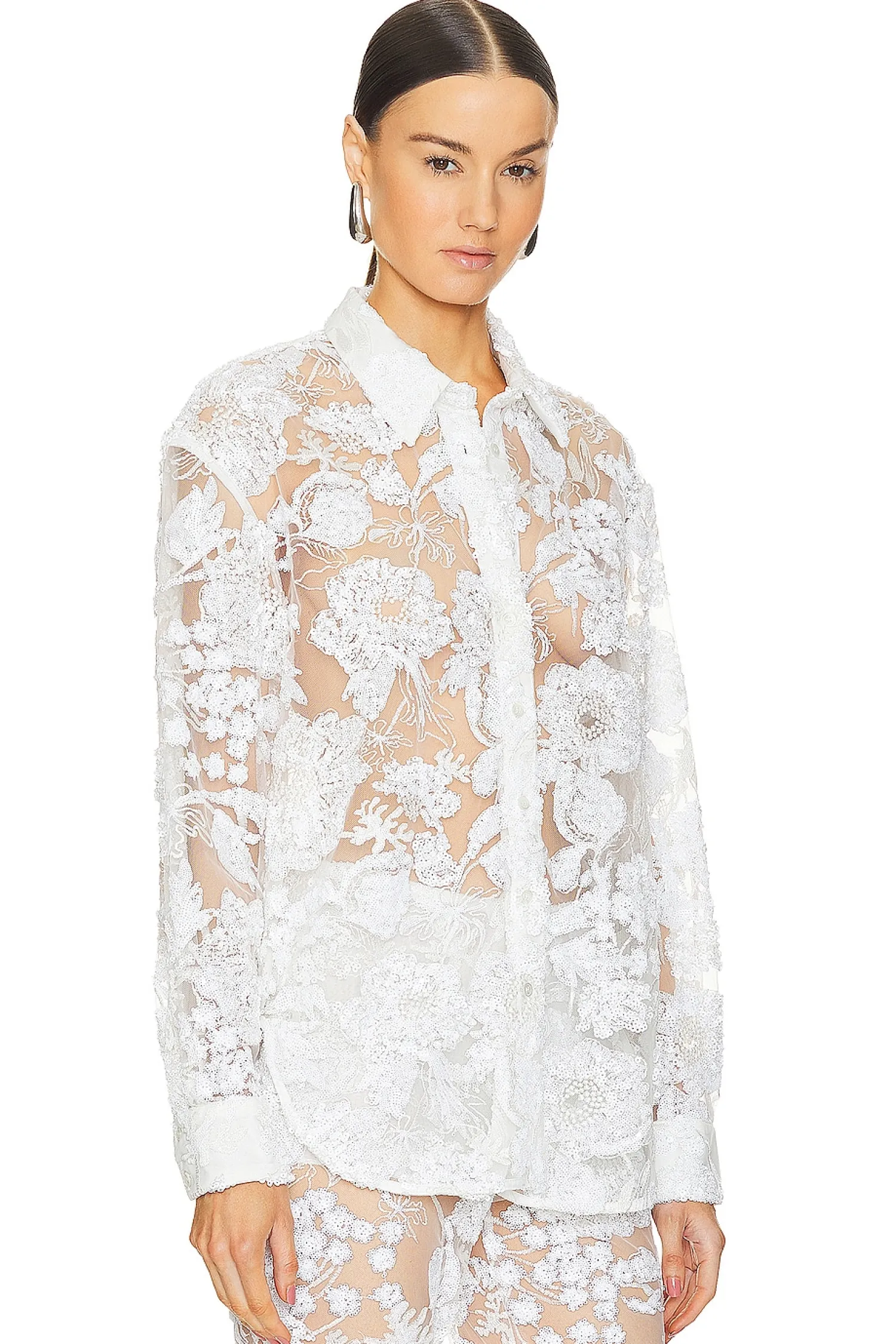 Women AKNVAS Matching Sets>x REVOLVE Cara Embroidered Button Down Blouse