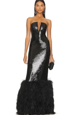 Women David Koma Dresses>x REVOLVE Sequin And Feather Gown