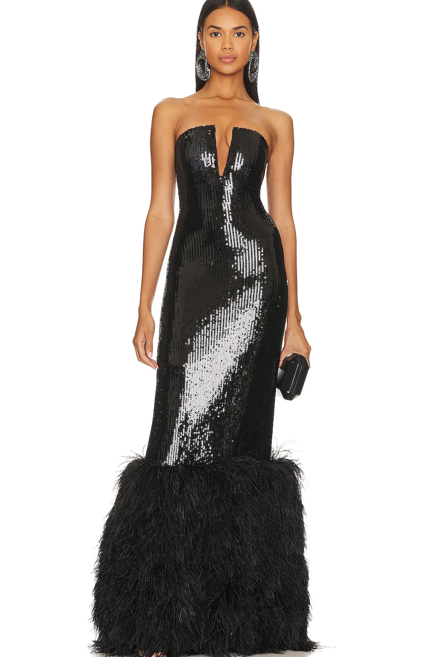 Women David Koma Dresses>x REVOLVE Sequin And Feather Gown