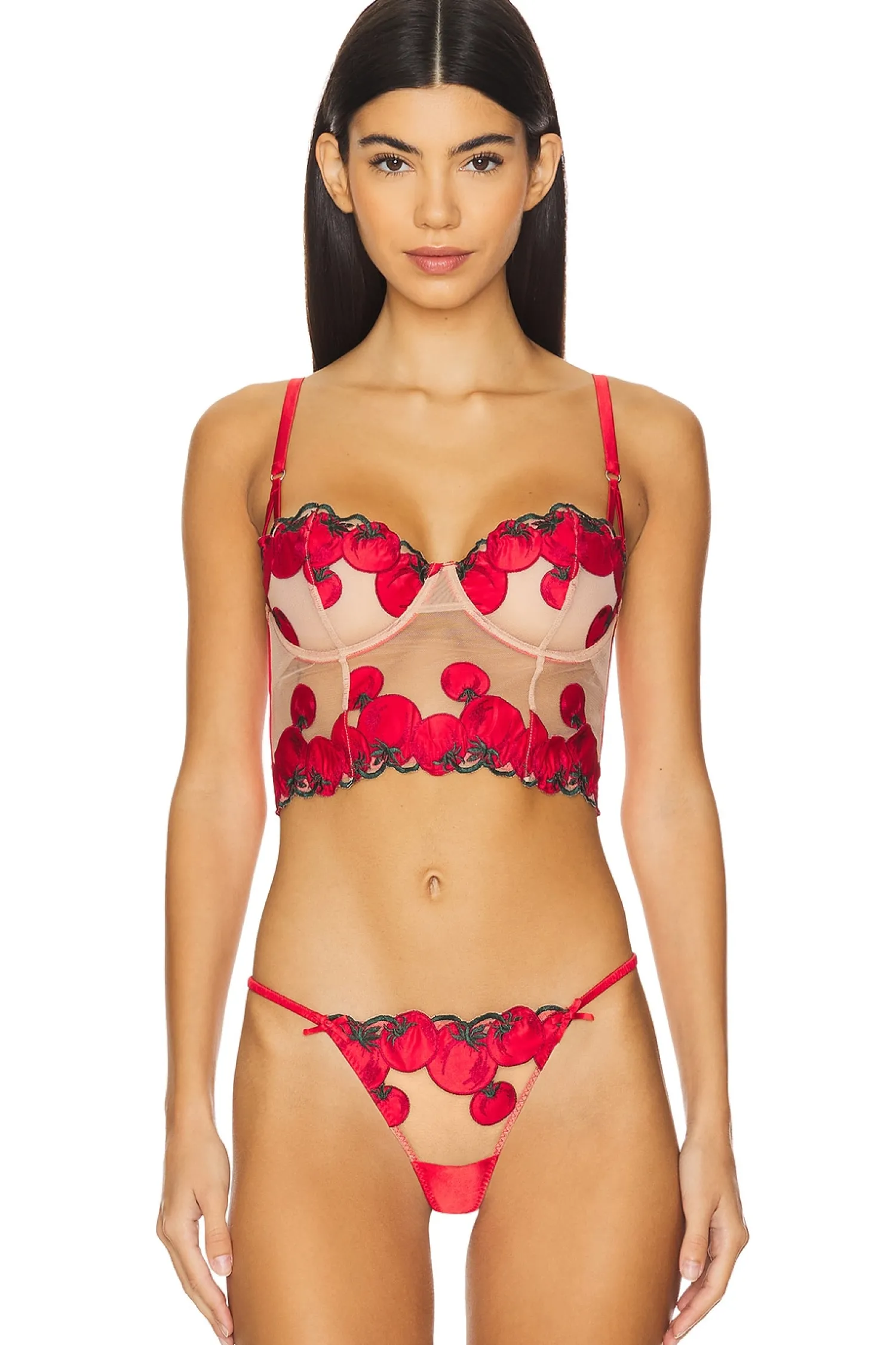 Women fleur du mal Lingerie & Sleepwear>x REVOLVE Tomato Embroidery Longline Bra