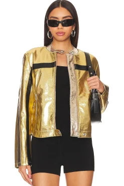 Women Free People Jackets & Coats>x REVOLVE x We The Free FAST LANE METALLIC Faux Leather Jacket