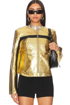 Women Free People Jackets & Coats>x REVOLVE x We The Free FAST LANE METALLIC Faux Leather Jacket