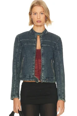 Women Free People Jackets & Coats>x We The Free Fast Lane Denim Moto Jacket