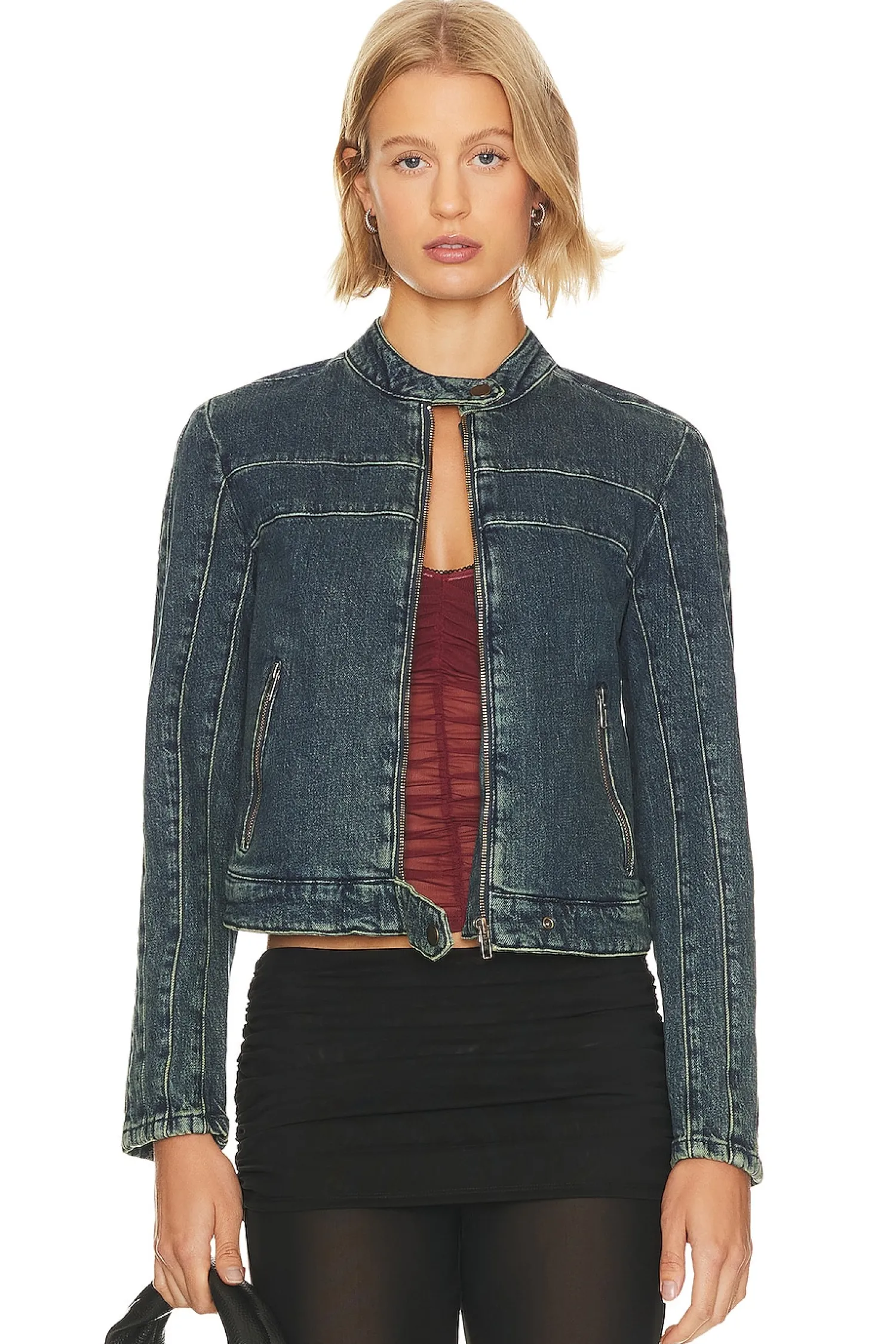 Women Free People Jackets & Coats>x We The Free Fast Lane Denim Moto Jacket