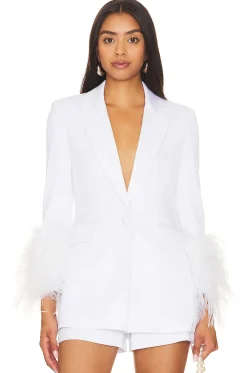 Women Alice + Olivia Jackets & Coats>Yona Boxy Feather Blazer