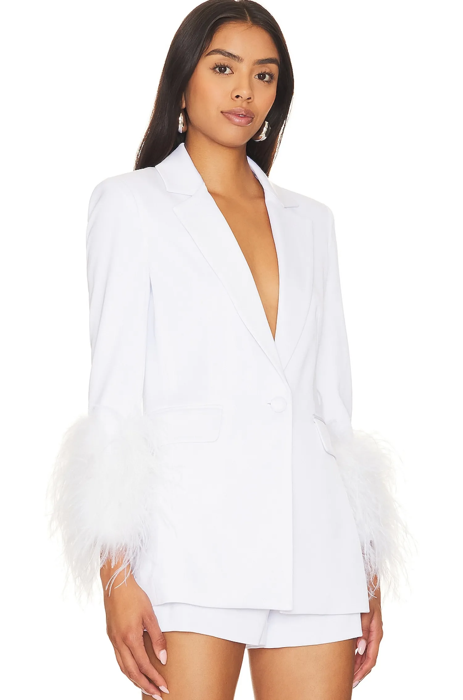 Women Alice + Olivia Jackets & Coats>Yona Boxy Feather Blazer