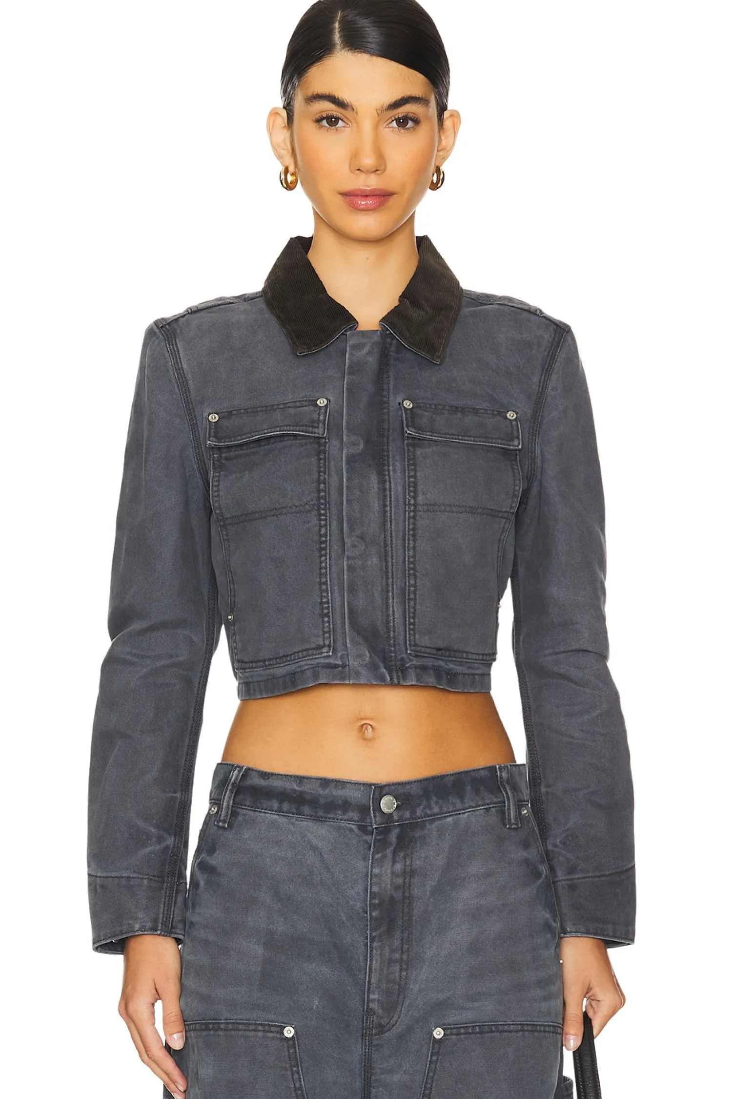 Women Alexander Wang Jackets & Coats>Zip Front Shrunken Workwear Jacket