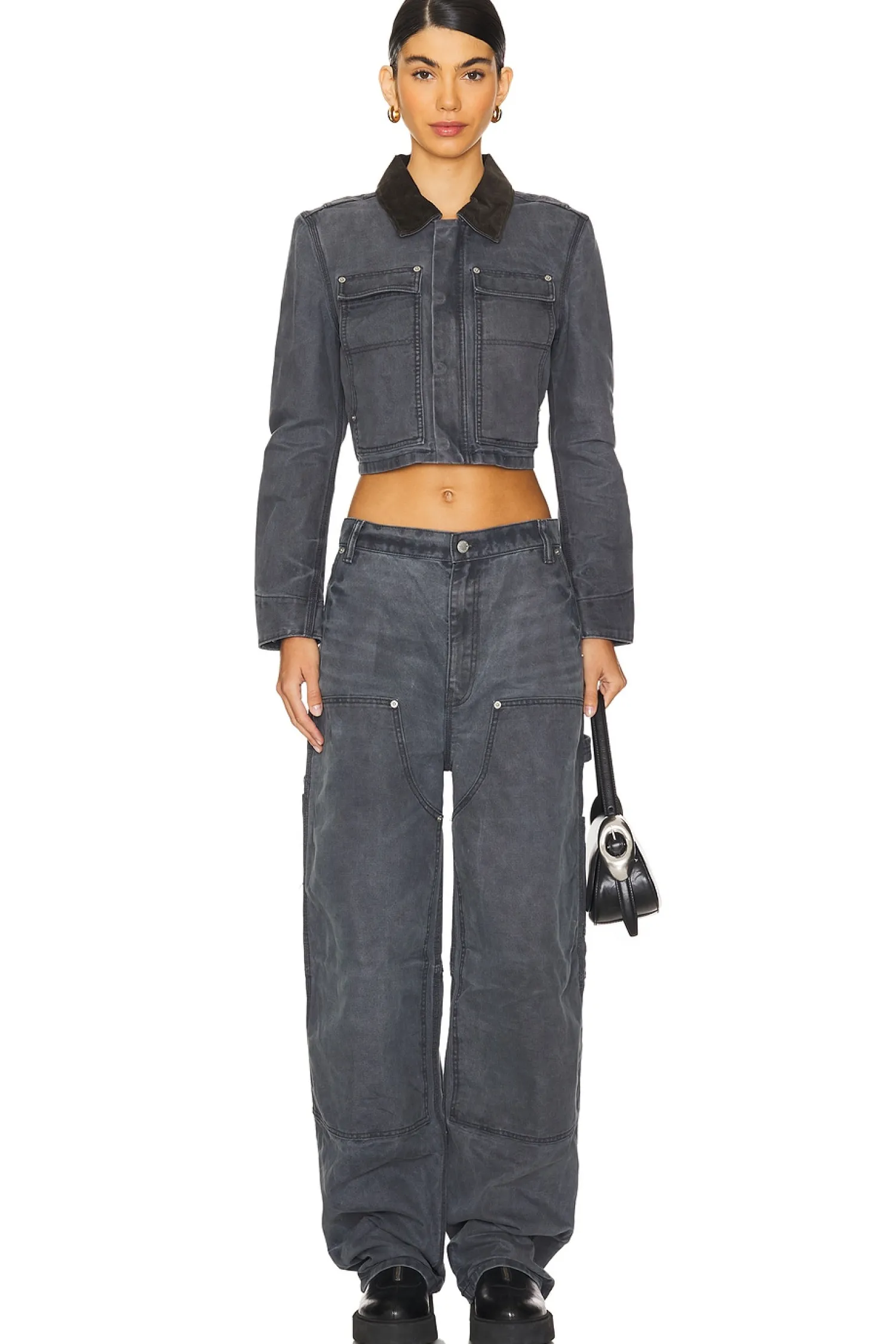 Women Alexander Wang Jackets & Coats>Zip Front Shrunken Workwear Jacket
