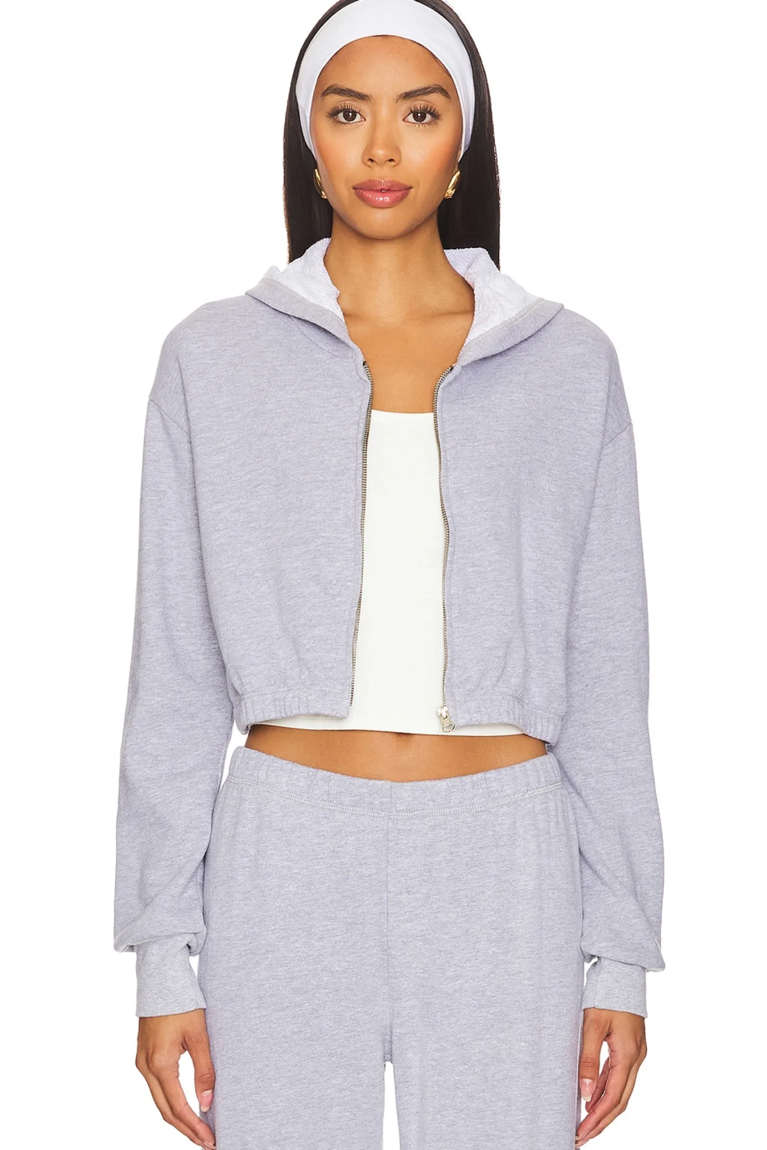 Women LA Made Loungewear>Zip Up Crop Hoodie