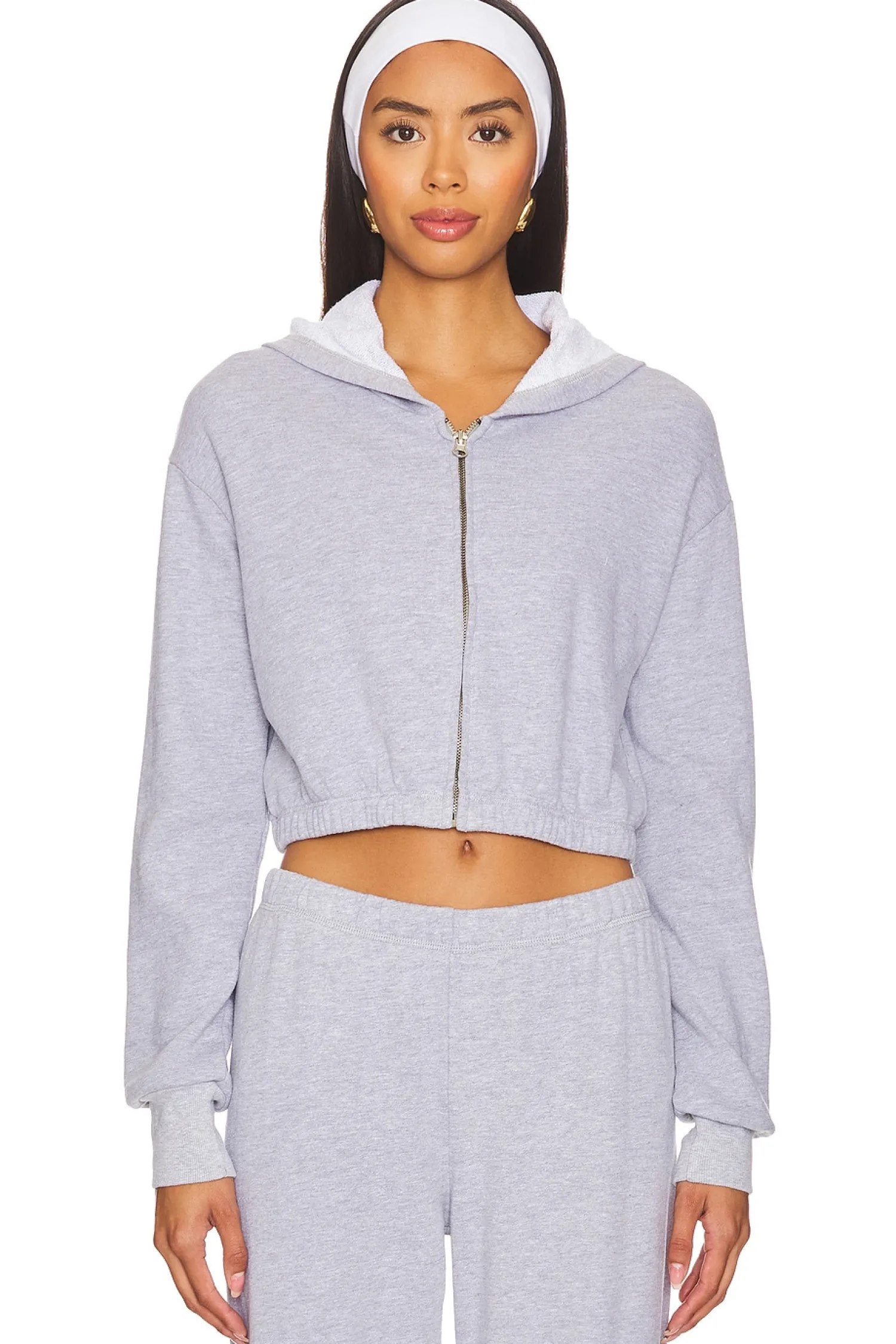 Women LA Made Loungewear>Zip Up Crop Hoodie