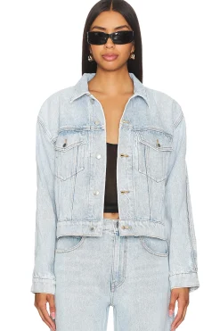 Women Alexander Wang Jackets & Coats>Zipped Sleeve Rounded Trucker Jacket